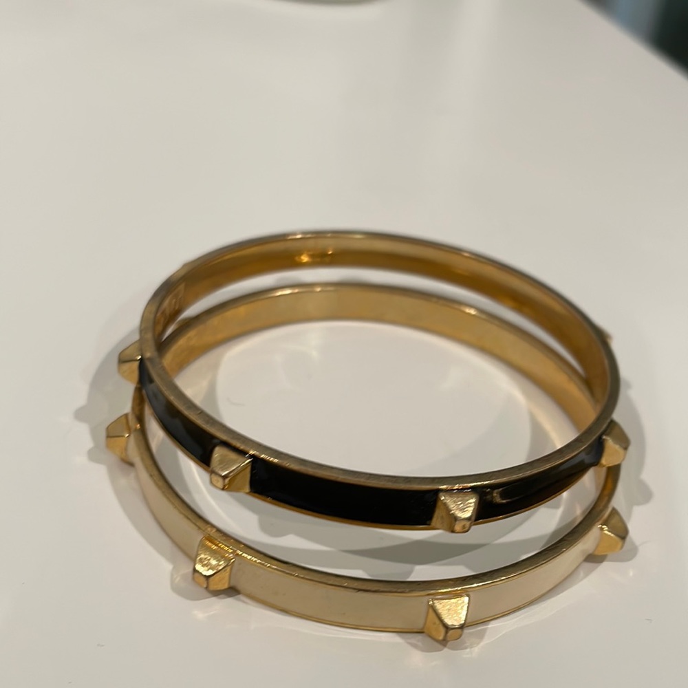 J crew bangle set in white, black and gold